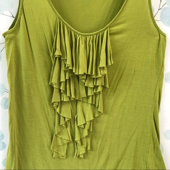 New York & Company Tops New York Company Green Ruffled Tank Top